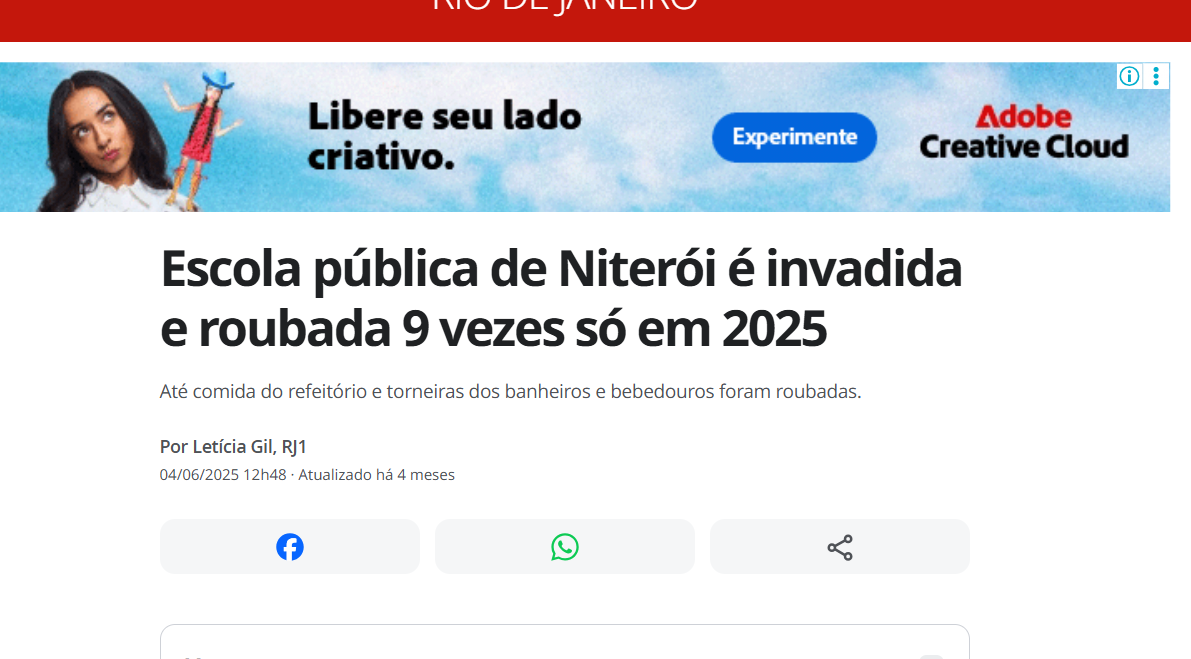 Foto de Moradores em situação de rua roubam Escola Municipal